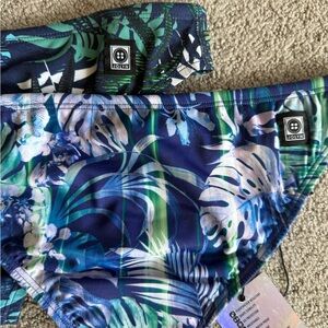 Jolyn Clothing Andy Style Blue and Green Tropical Bikini Bottoms